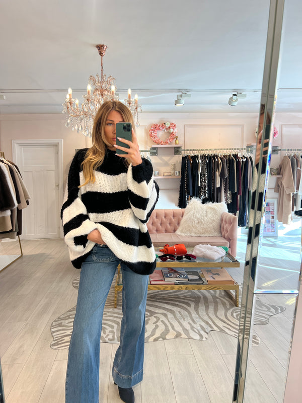 KATIA HIGH NECK JUMPER MONOCHROME STRIPE