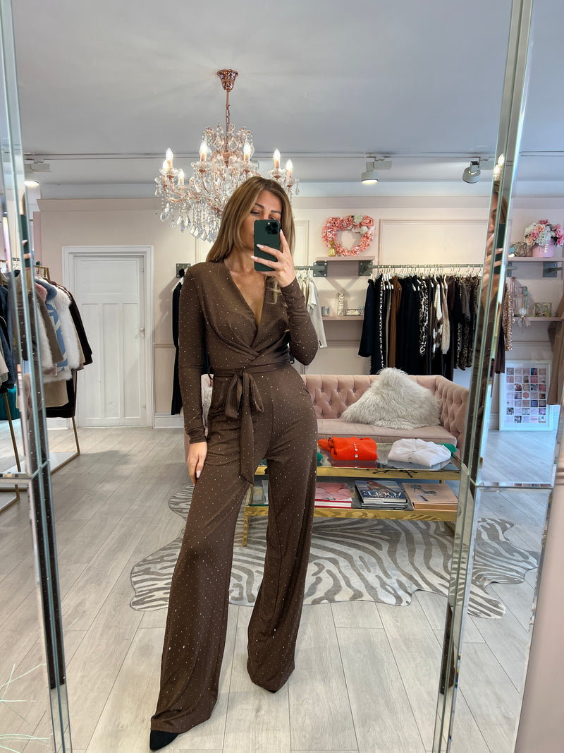 GINA BROWN DIAMANTE JUMPSUIT