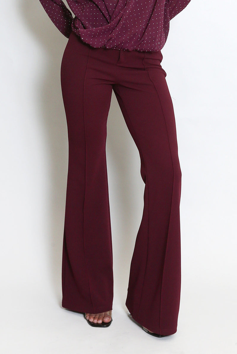 CASSIE BURGUNY FRONT SEAM TROUSER