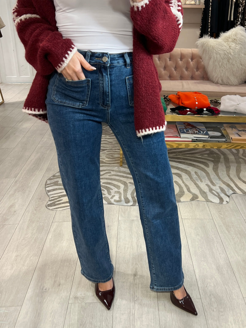 LANA FRONT POCKET MID WASH JEANS