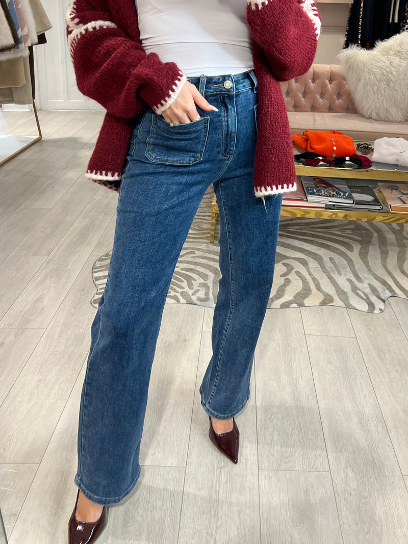 LANA FRONT POCKET MID WASH JEANS