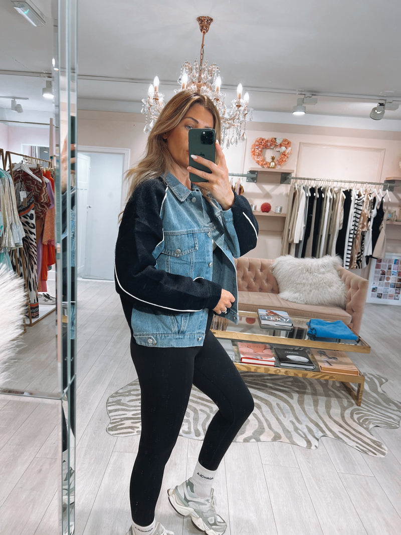 DANIELLA BLACK CONTRAST DENIM JACKET