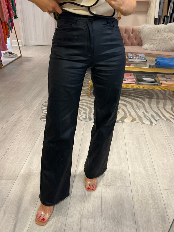 PRESLEY BLACK COATED STRAIGHT JEANS