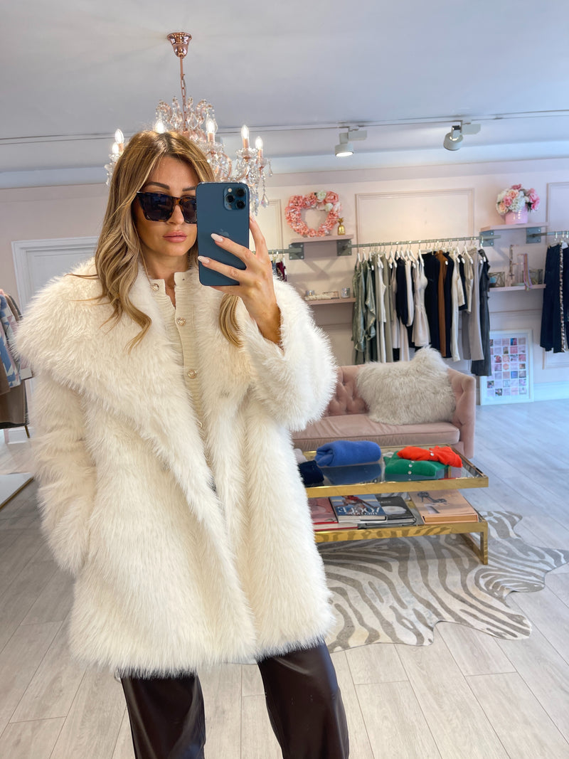 SERINA FAUX FUR JACKET WHITE