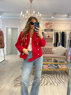 CHERIE DOUBLE BREASTED SHORT JACKET RED