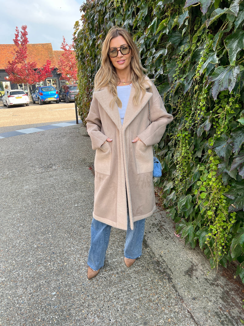 MERIBEL REVERSIBLE DUSTER COAT BEIGE