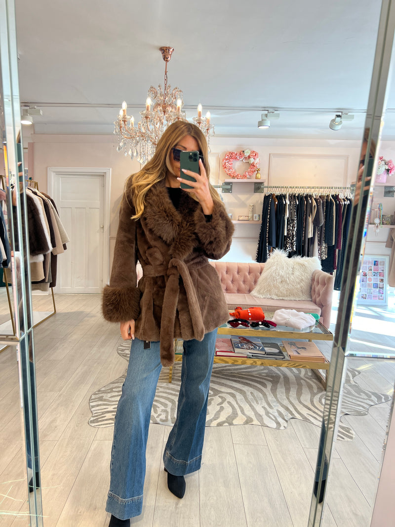 MICHA FAUX FUR SHORT COAT COCO