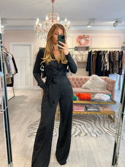 GINA BLACK DIAMANTE JUMPSUIT