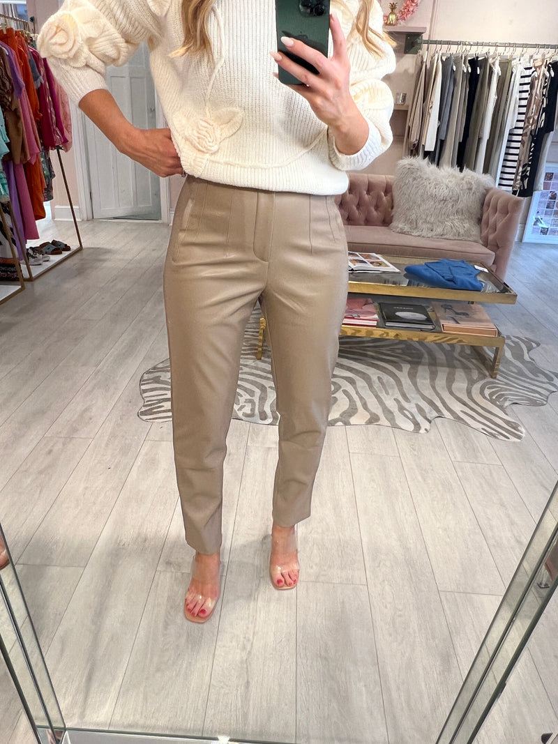 HELENA VEGAN LEATHER TROUSERS TAN