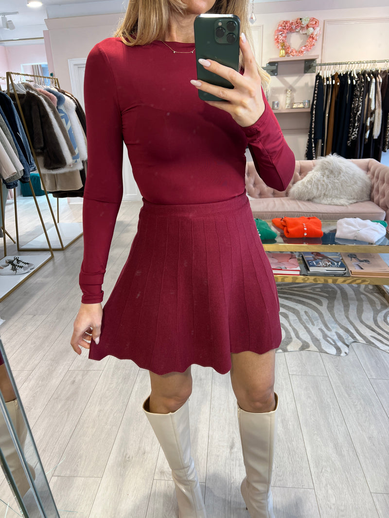 LULA KNITTED SKIRT BURGUNDY