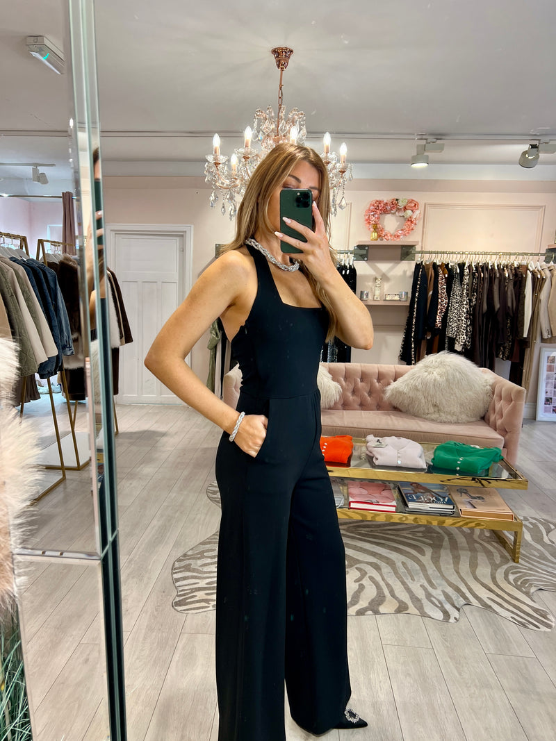 DIANA SQUARE NECK JUMPSUIT BLACK EBA