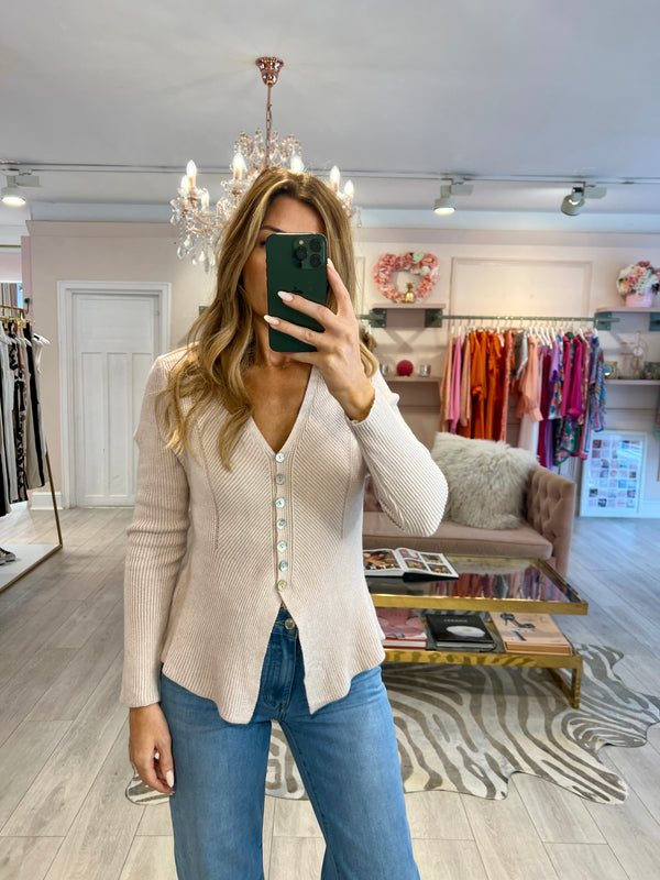 CAMILLA BEIGE KNITTED CARDIGAN