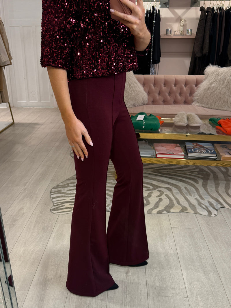 CASSIE BURGUNY FRONT SEAM TROUSER