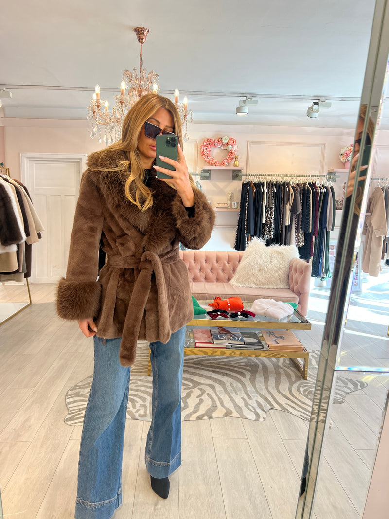 MICHA FAUX FUR SHORT COAT COCO