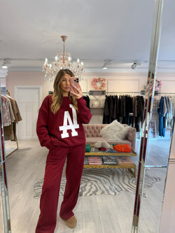 LA LOGO SWEATSHIRT & JOGGER SET BURGUNDY