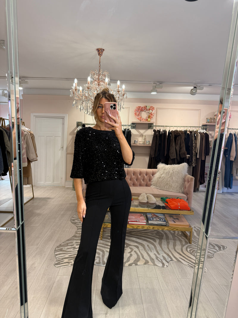 CASSIE BLACK FRONT SEAM TROUSER