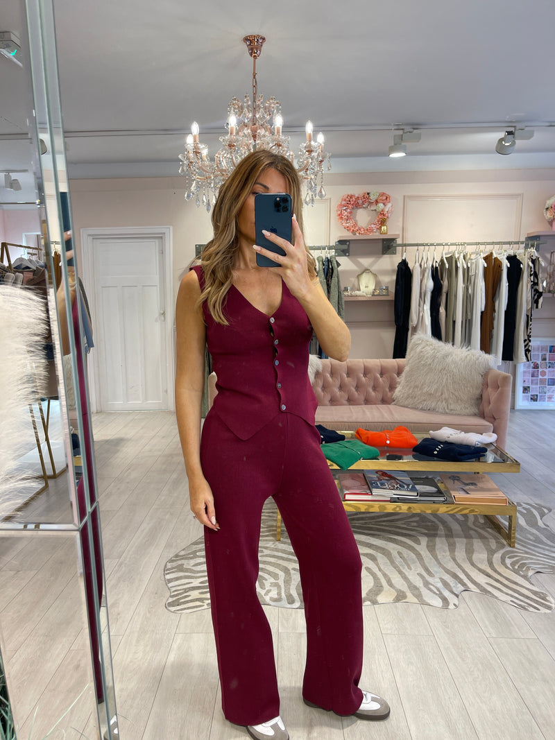 ALINA WAISTCOAT TROUSER SET BURGUNDY