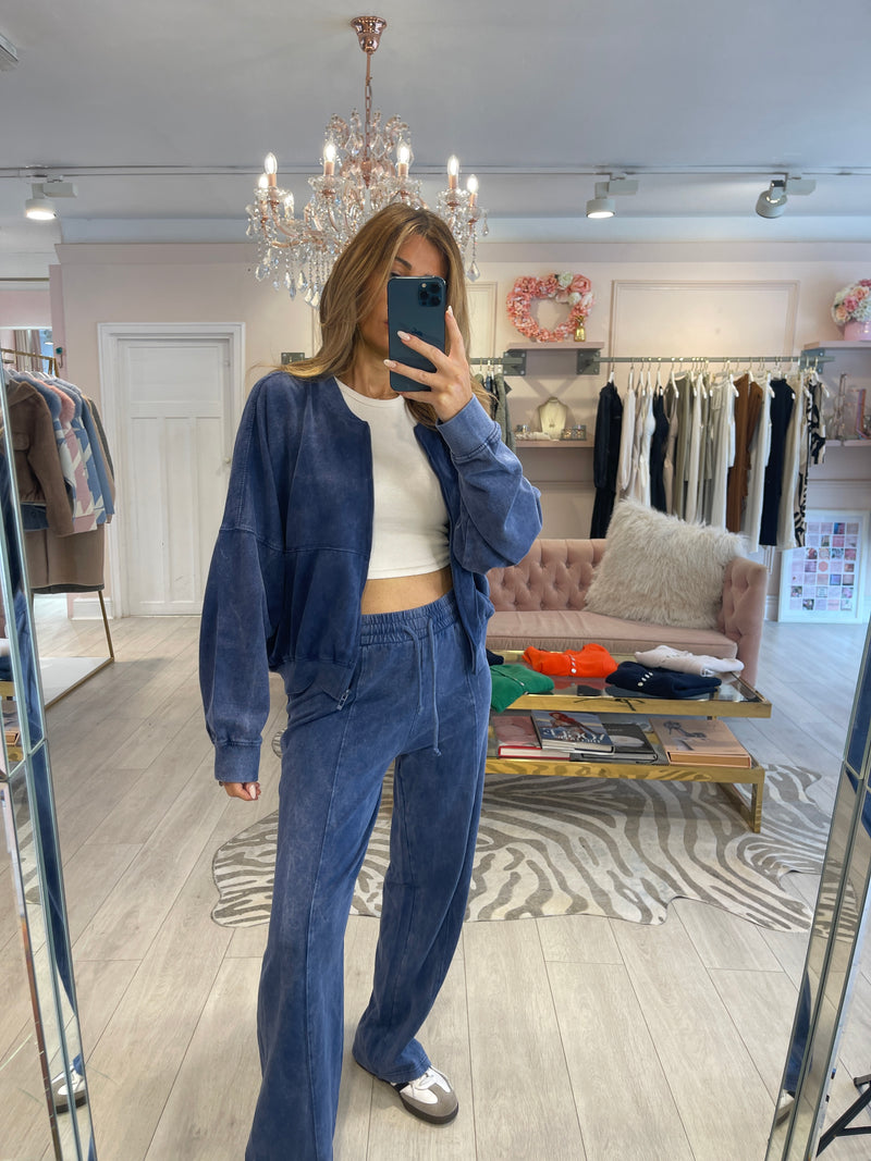 HALLE ACID WASH TRACKSUIT  BLUE