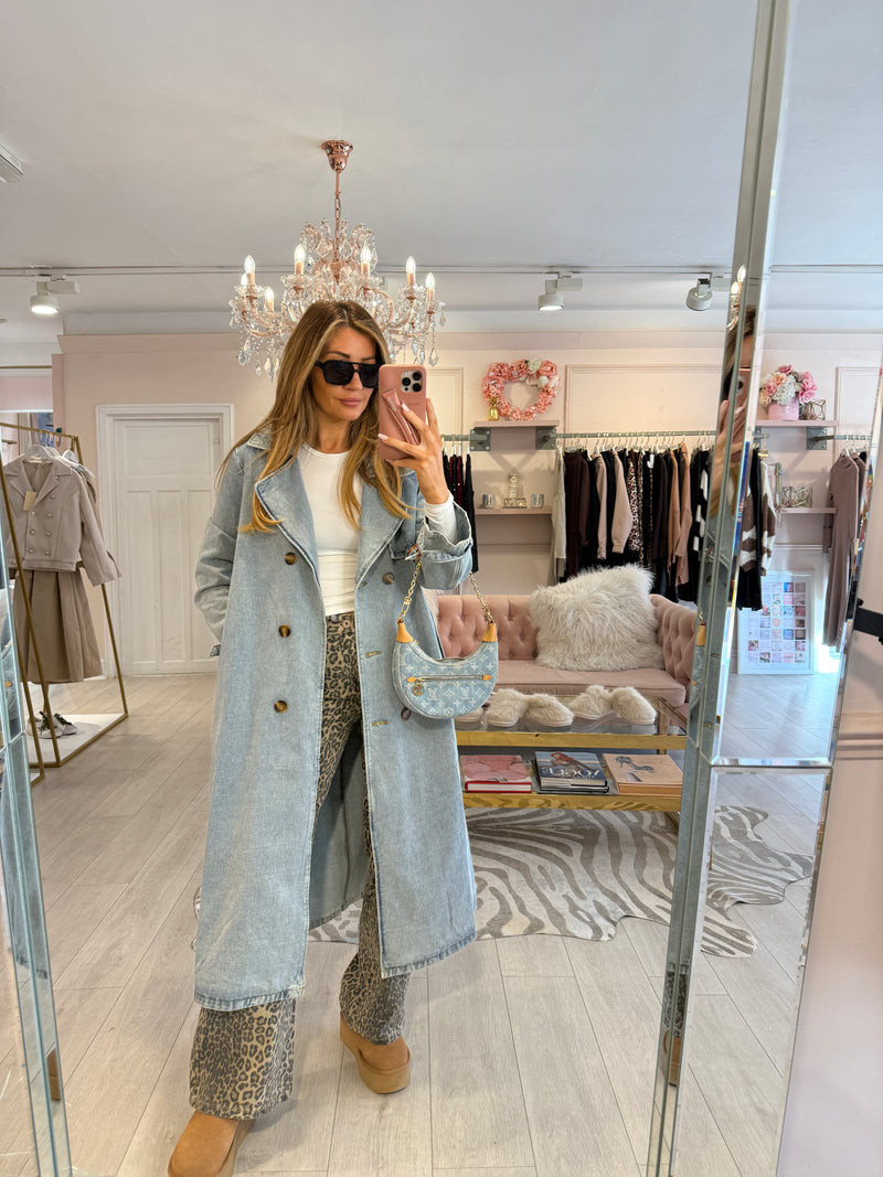 SLOANE DENIM DOUBLE BREASTED TRENCH COAT