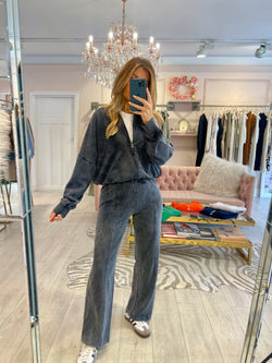 HALLE ACID WASH TRACKSUIT CHARCOAL