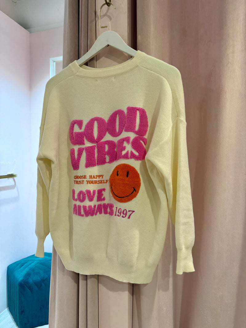 GOOD VIBES KNIT JUMPER CREAM