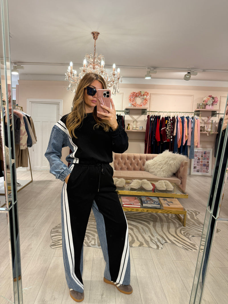 AMEIRA DENIM CONTRAST TRACKSUIT BLACK