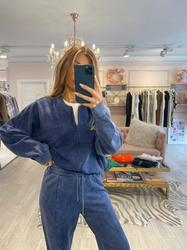 HALLE ACID WASH TRACKSUIT  BLUE