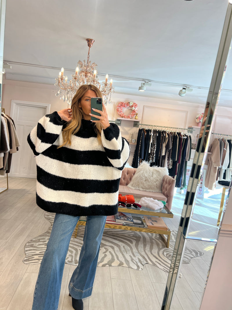 KATIA HIGH NECK JUMPER MONOCHROME STRIPE