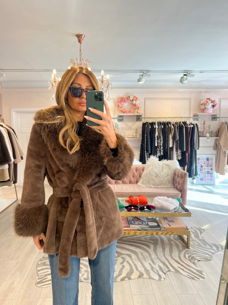 MICHA FAUX FUR SHORT COAT COCO