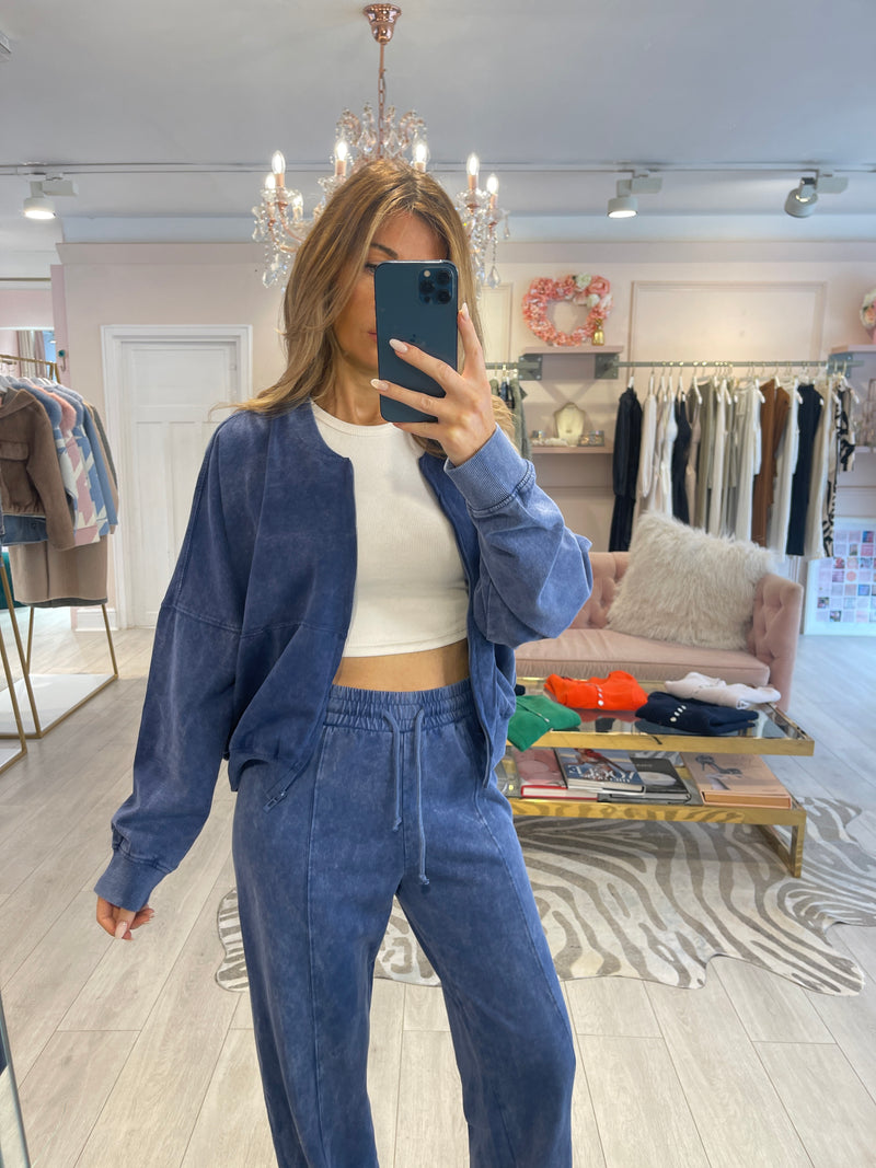 HALLE ACID WASH TRACKSUIT  BLUE