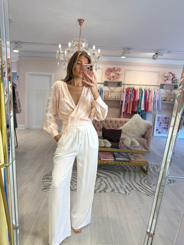 WHITNEY WHITE LINEN TROUSERS