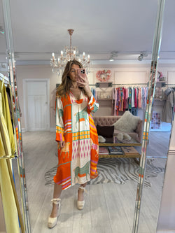 COOPER HORSE PRINT KAFTAN ORANGE