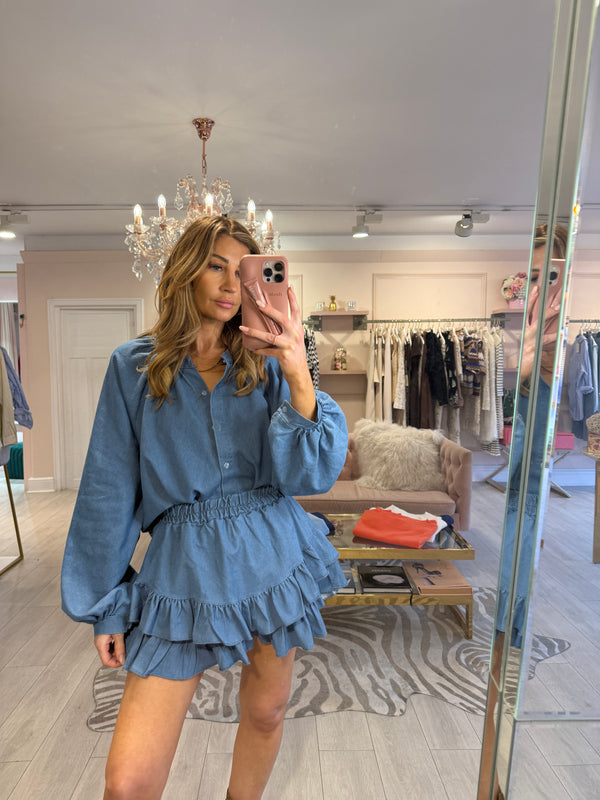 MIMI 25 DENIM SHIRT & SHORT SET LIGHT WASH