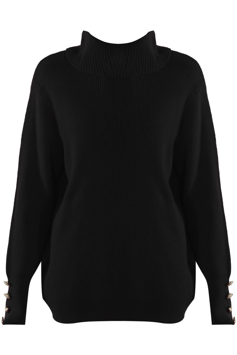 HARLEY ROLL NECK WITH CUFF DETAIL BLACK