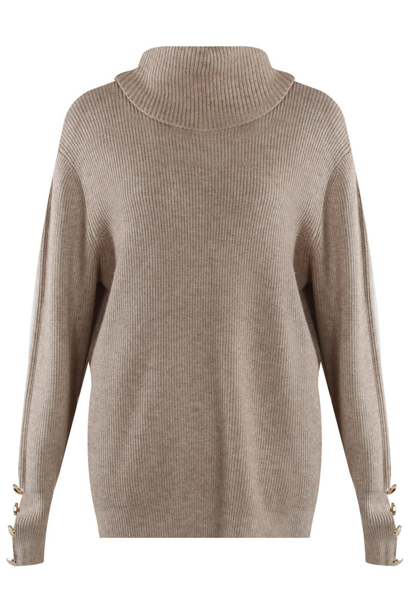 HARLEY ROLL NECK WITH CUFF DETAIL OATMEAL